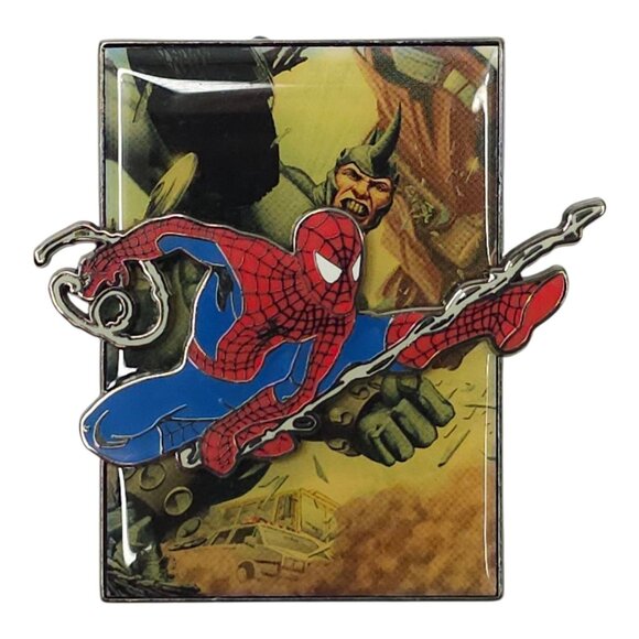 Universal Studios Pin Trading 2008 Spider-Man VS Rhino Enamel 3-D Pin Pinback - Picture 1 of 12